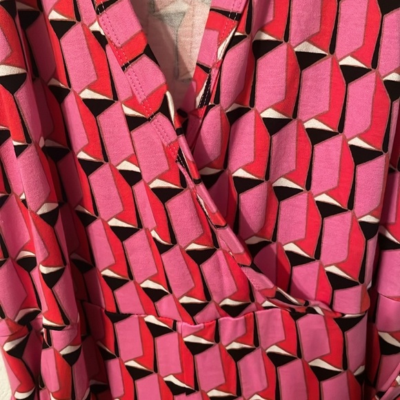 Diane Von Furstenberg Small Pink Geometric Pants Jumpsuit Pockets Belt - Picture 6 of 9